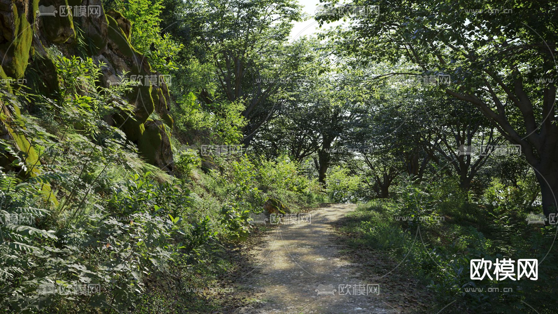 自然风森林小路景观3d模型下载