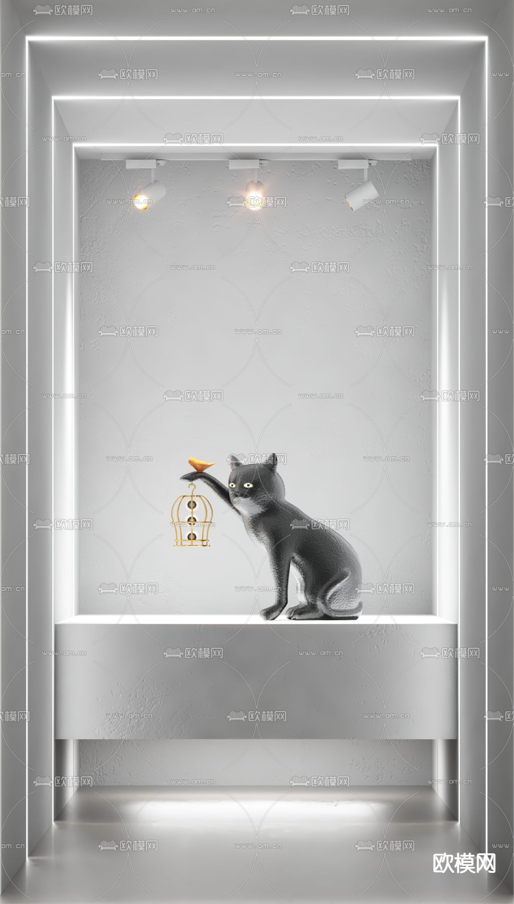 现代黑猫雕塑3d模型
