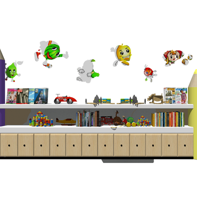  北欧儿童储物柜su模型 