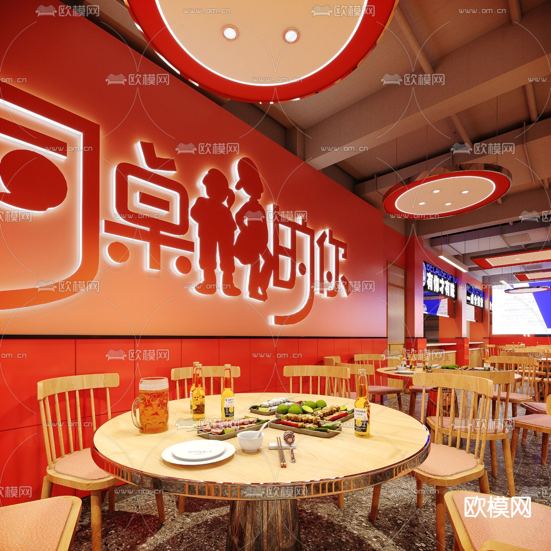 现代烧烤夜宵店3d模型下载（渲染图3）