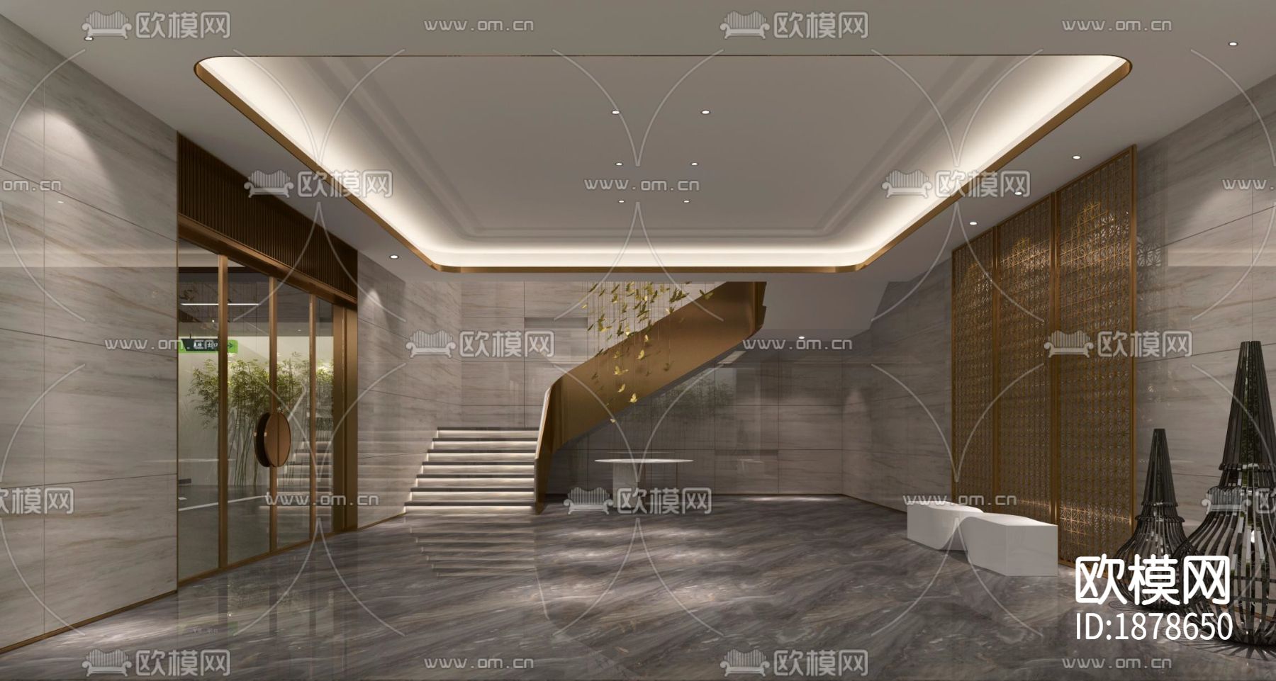 滨江180㎡复式四居家装样板间CAD施工图下载（渲染图5）