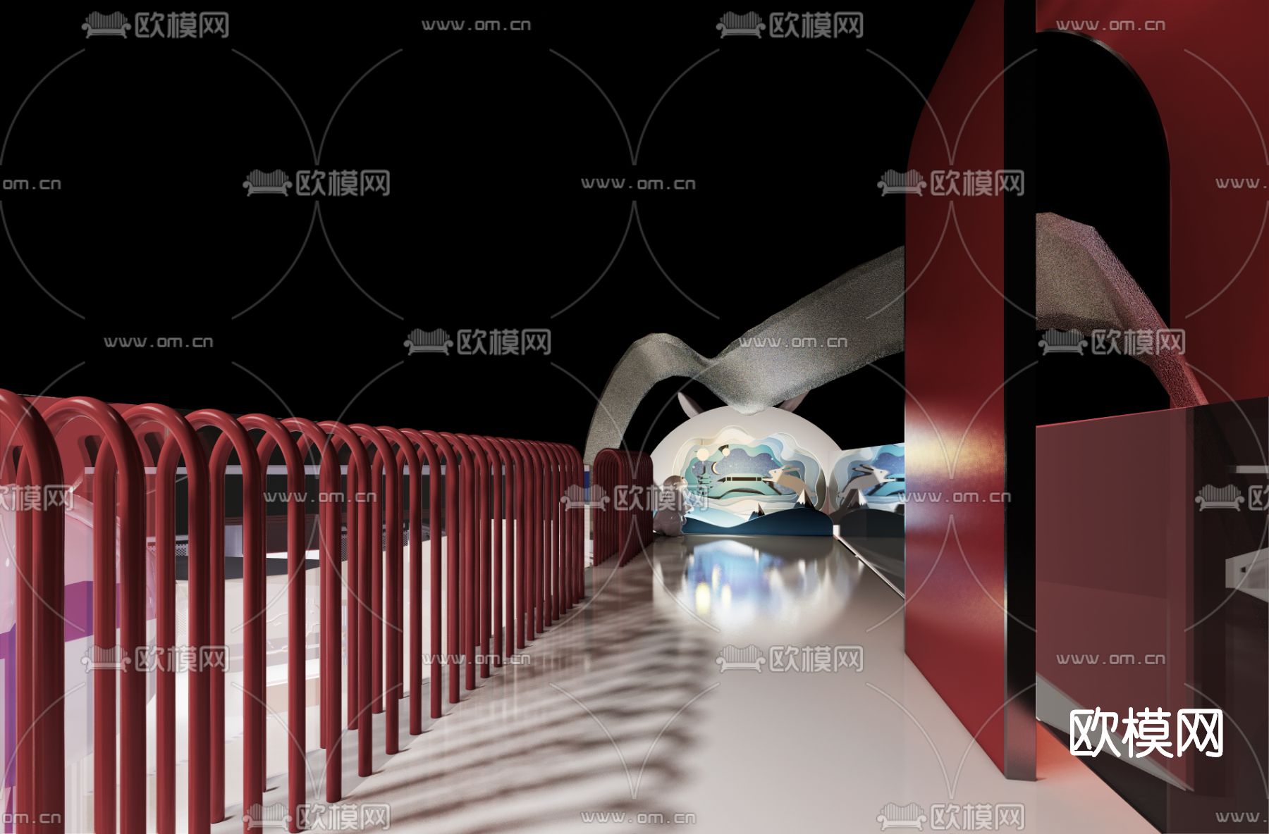 现代大白兔奶糖快闪店su模型下载（渲染图5）