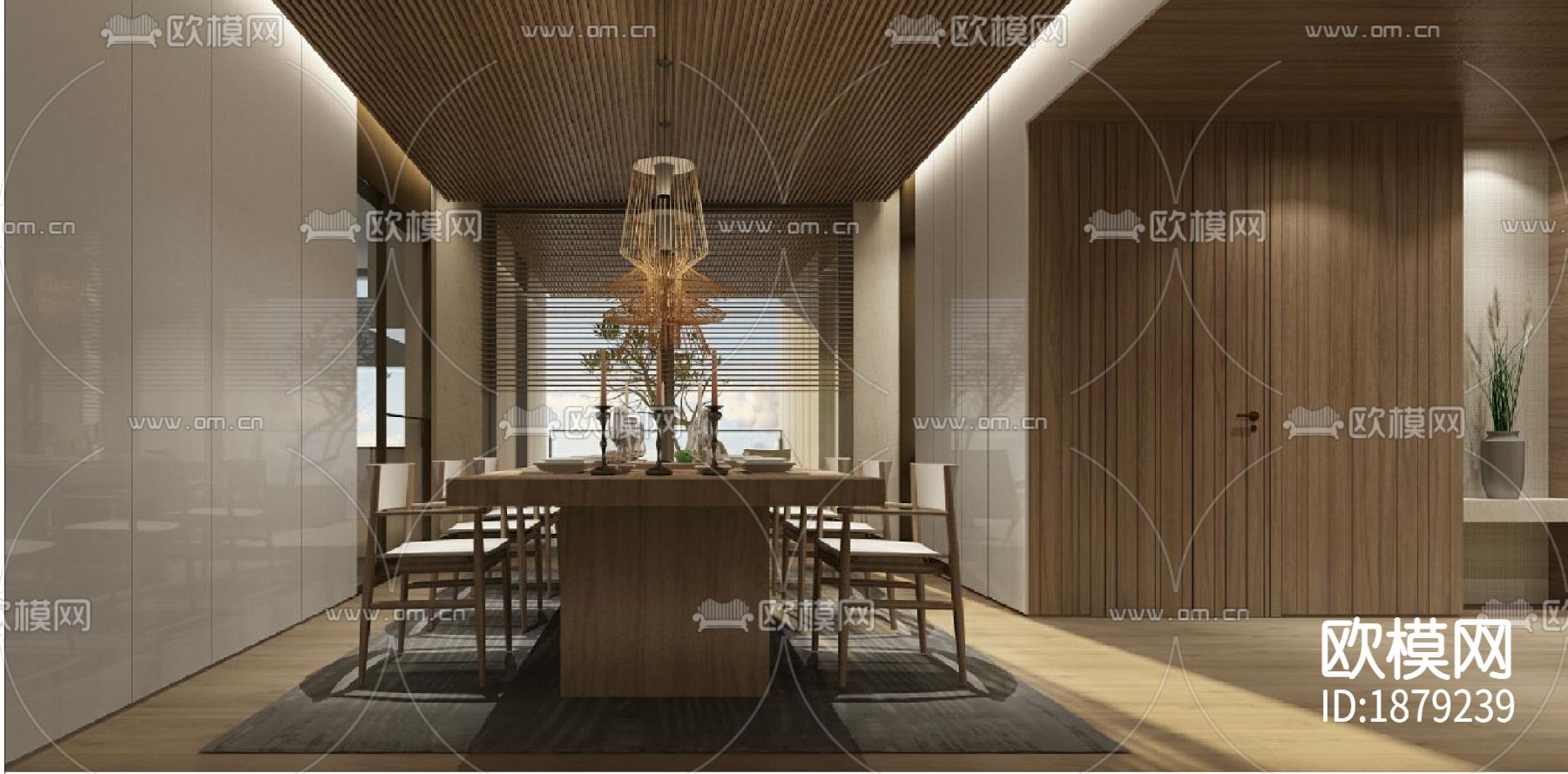 [三亚]273㎡三居室公寓cad施工图下载（渲染图7）