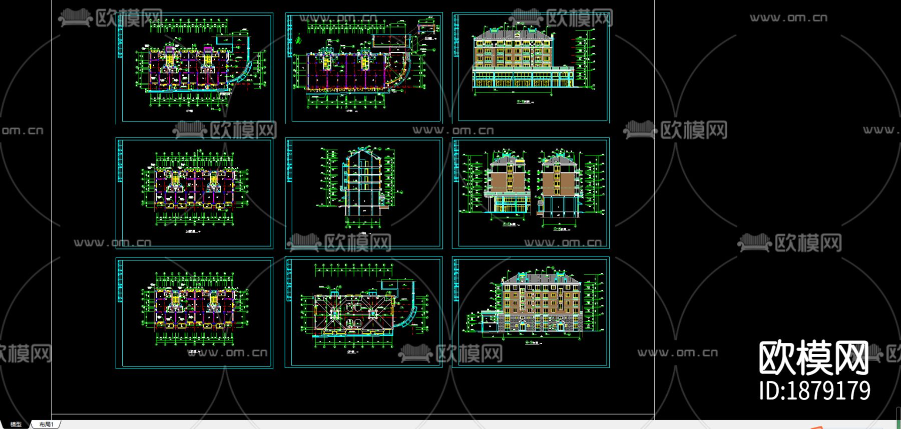 两套别墅建筑cad施工图下载（渲染图3）