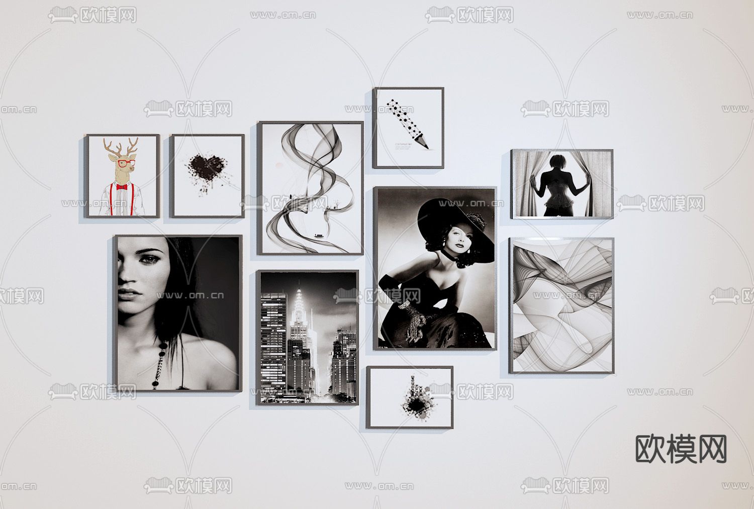 现代装饰挂画免费3d模型下载