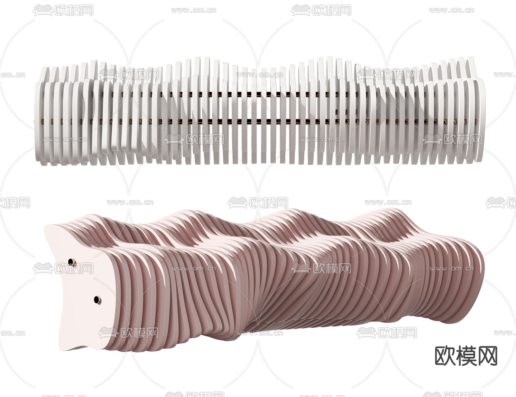 现代异形切片公共座椅3d模型下载