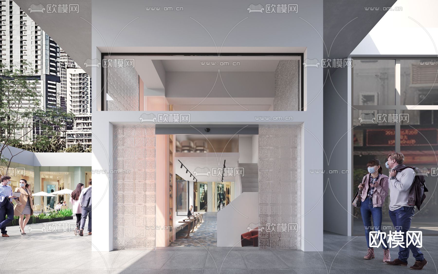 现代奶茶店门头3d模型