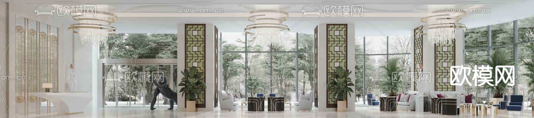现代酒店大堂3d模型
