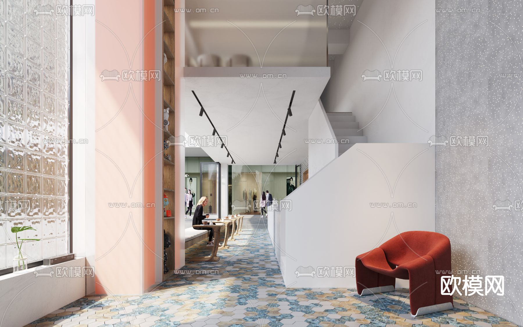 现代奶茶店门头3d模型