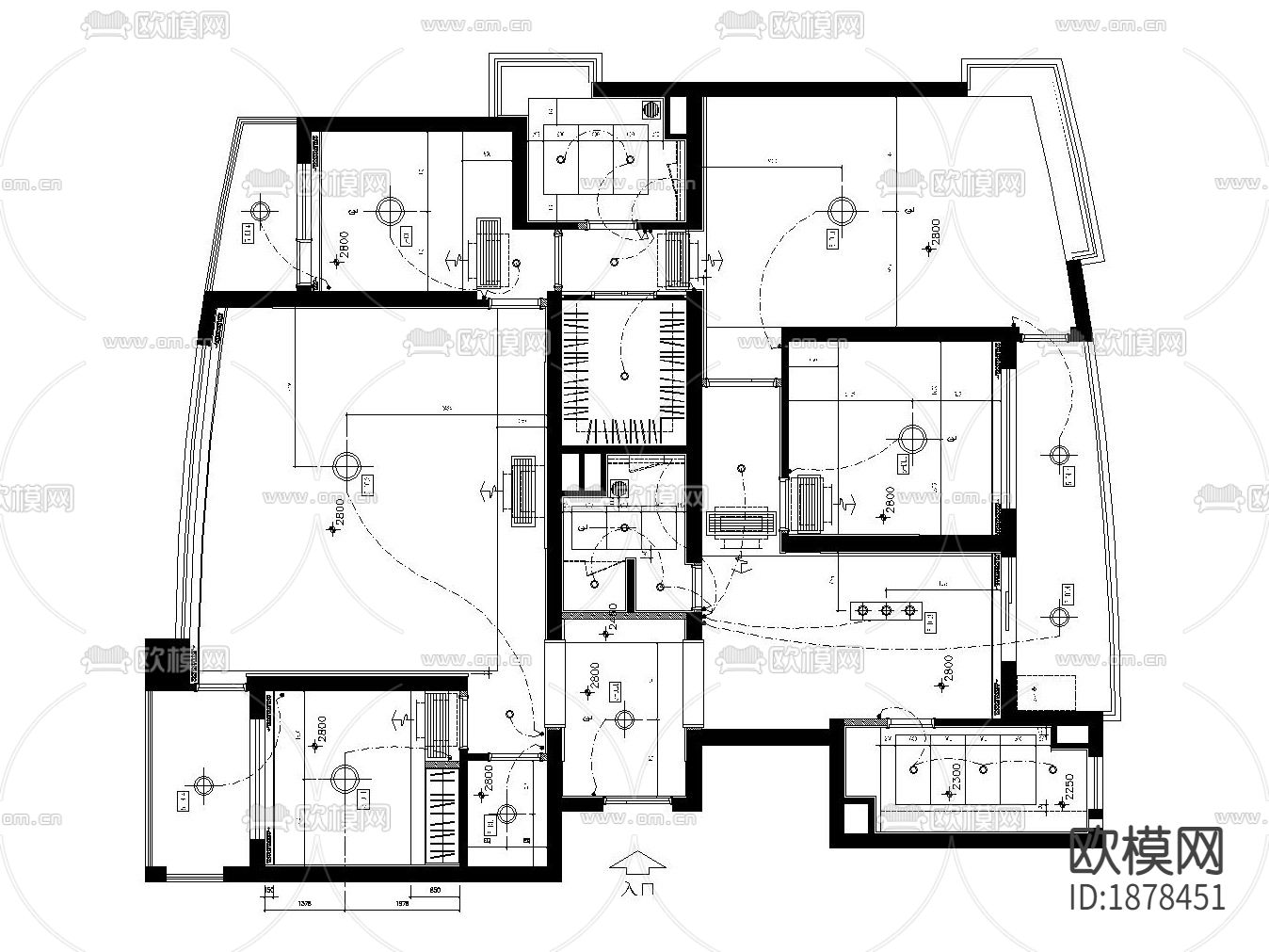 上海世纪花园样板房CAD施工图下载（渲染图6）