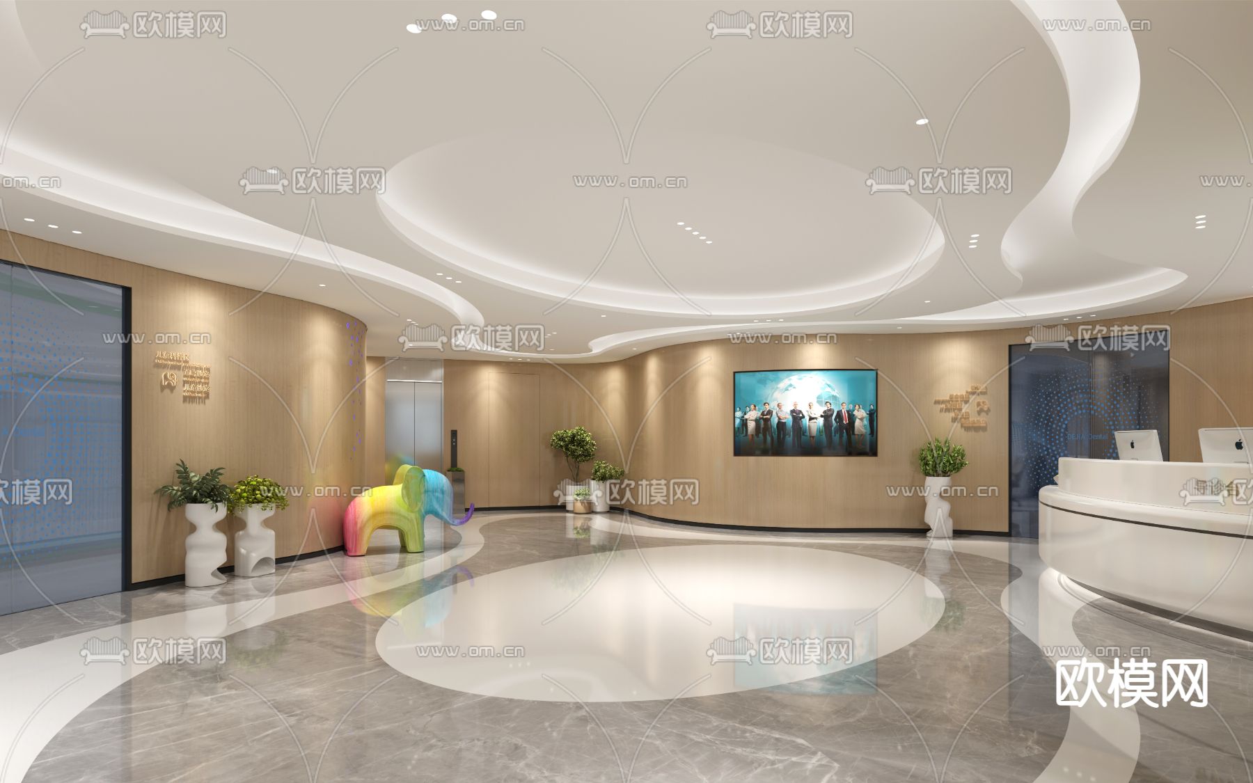 现代牙科大厅免费3d模型下载（渲染图2）