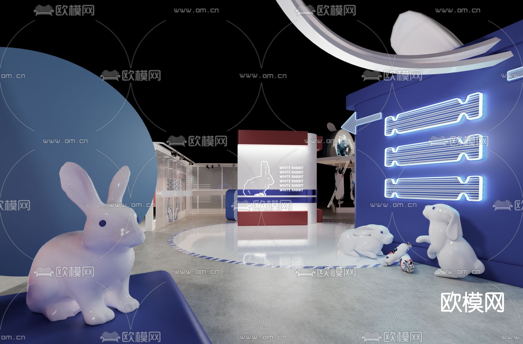 现代大白兔奶糖快闪店su模型下载（渲染图2）