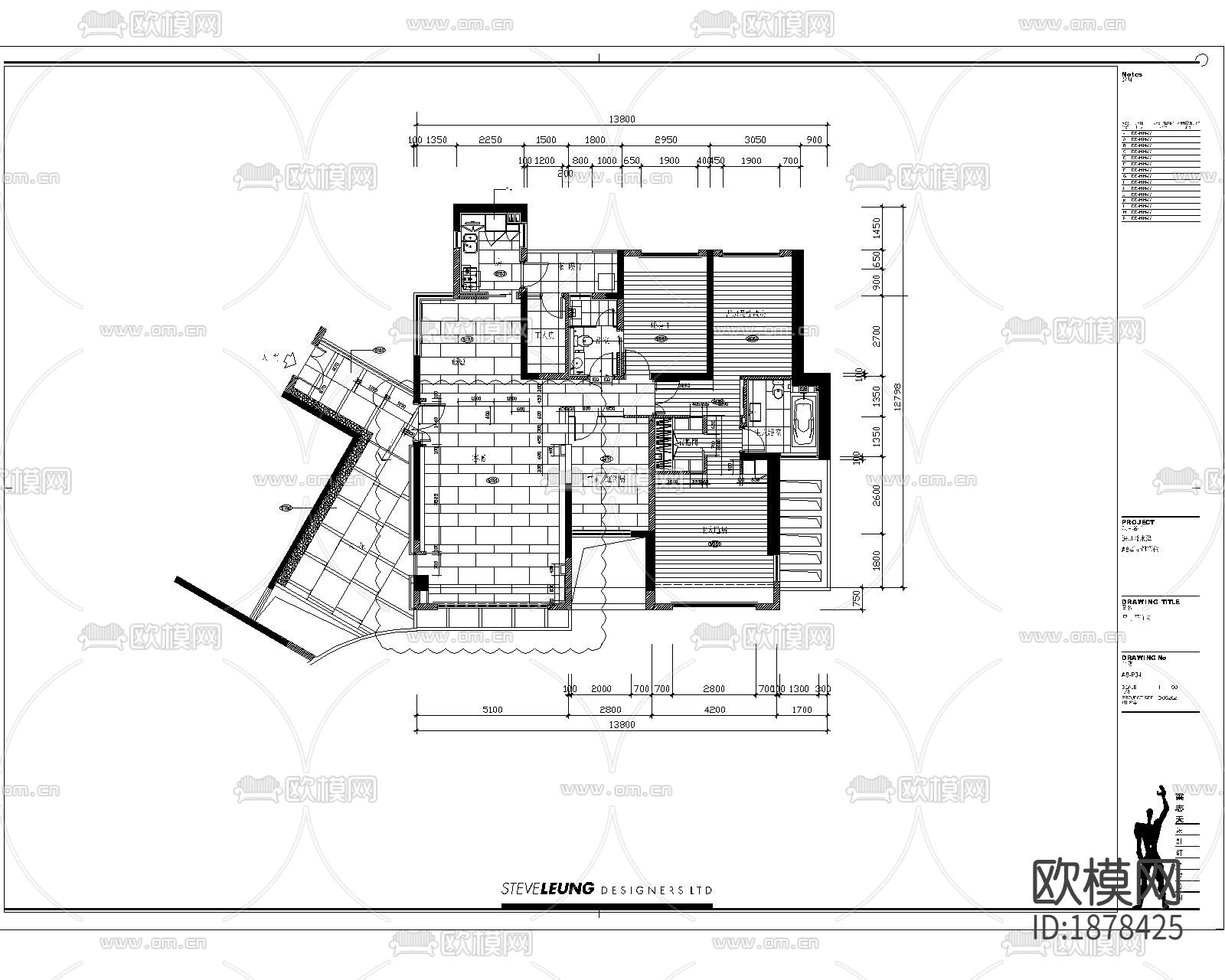 整装家居cad施工图下载（渲染图5）