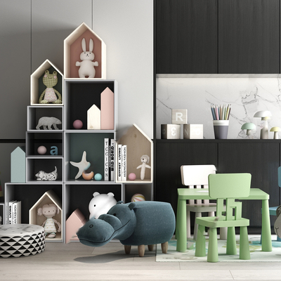  现代儿童装饰柜su模型 