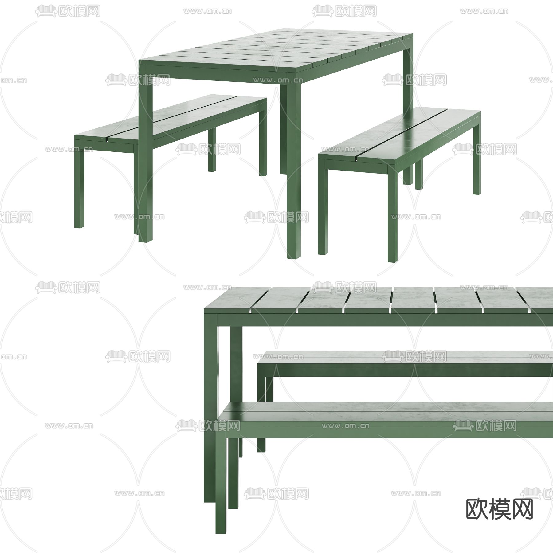 现代实木户外桌椅3d模型