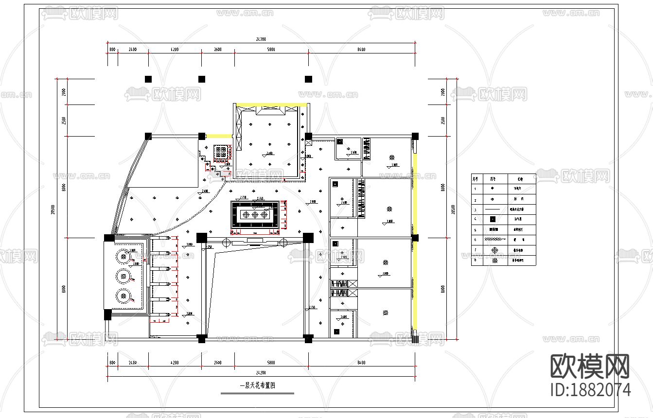 别墅cad平面布置图下载（渲染图1）