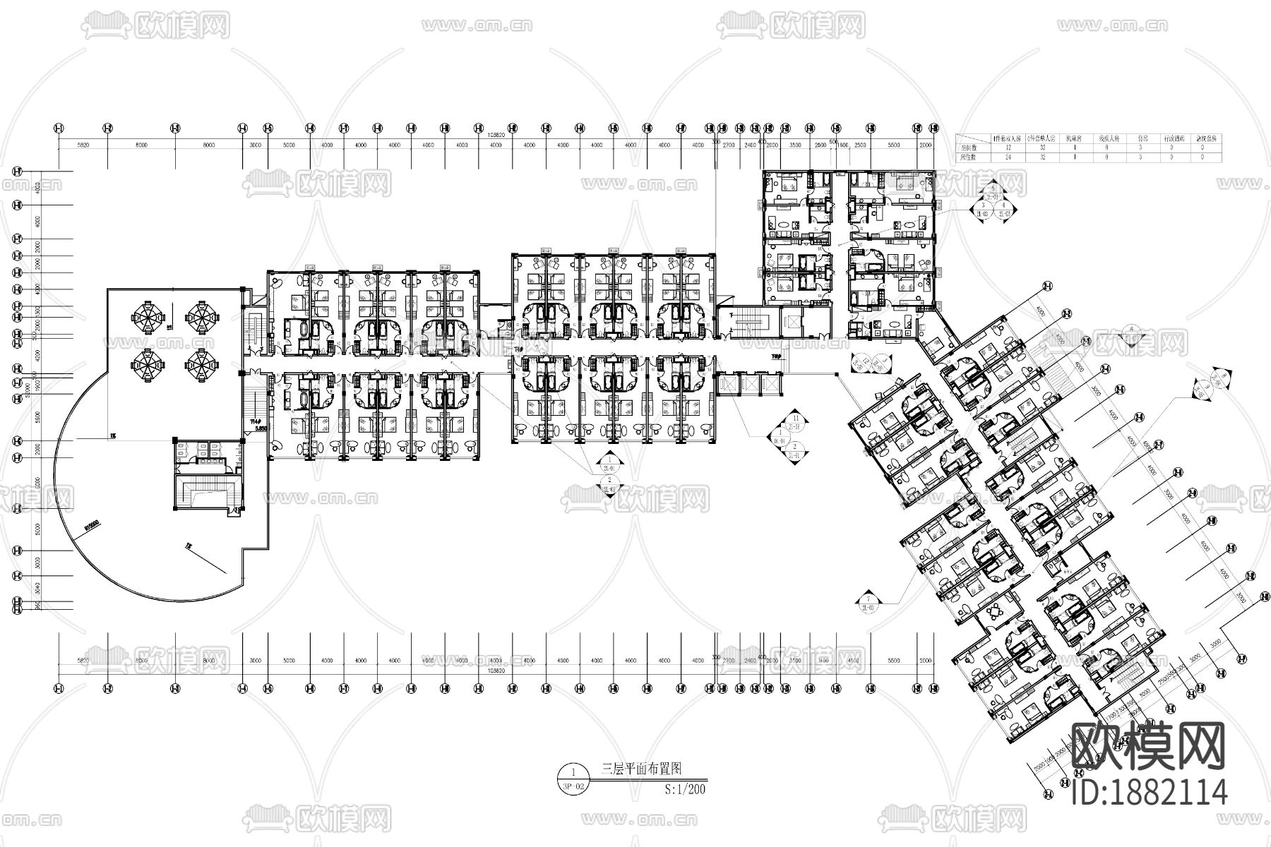酒店cad施工图下载（渲染图1）