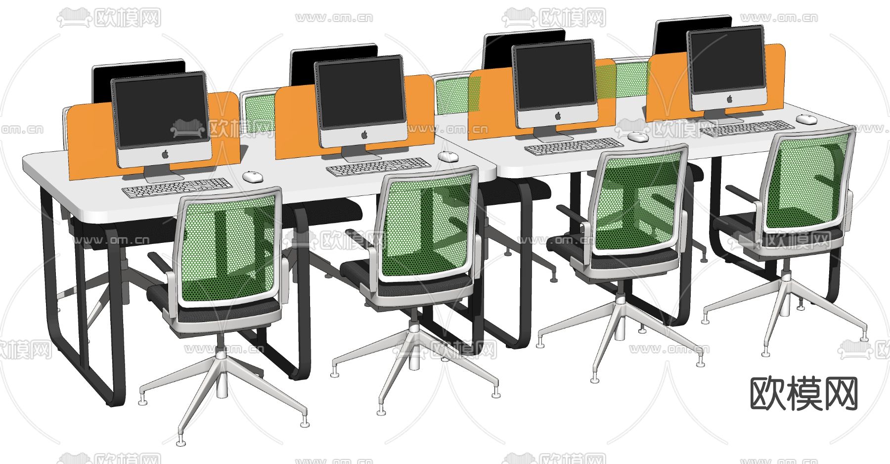 现代办公桌椅su模型下载