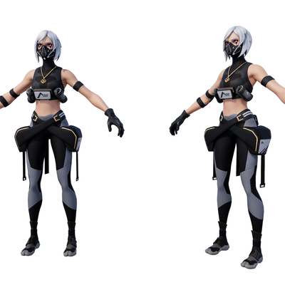  现代游戏角色女斗士su模型 