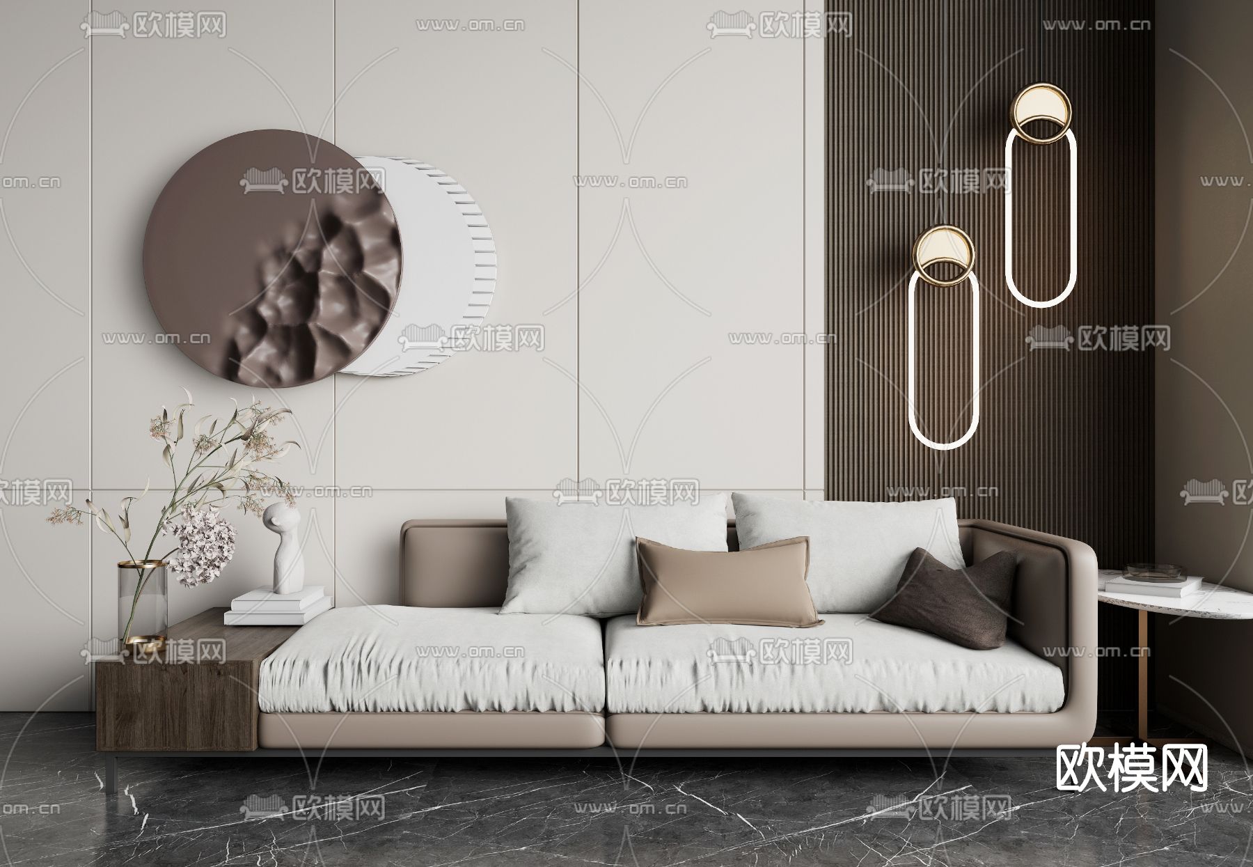 现代布艺贵妃椅su模型下载（渲染图1）