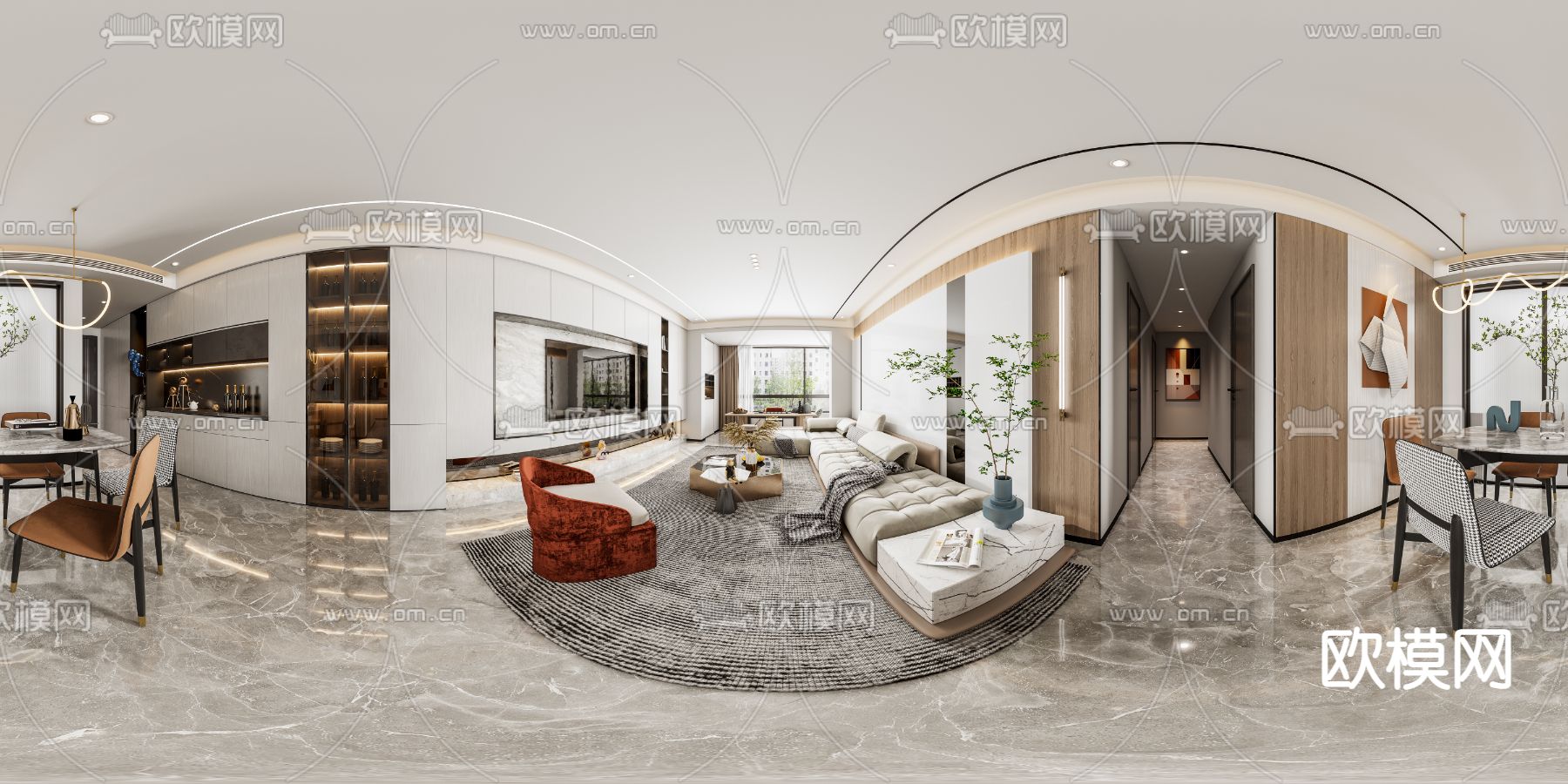 现代客餐厅cr全景3d模型