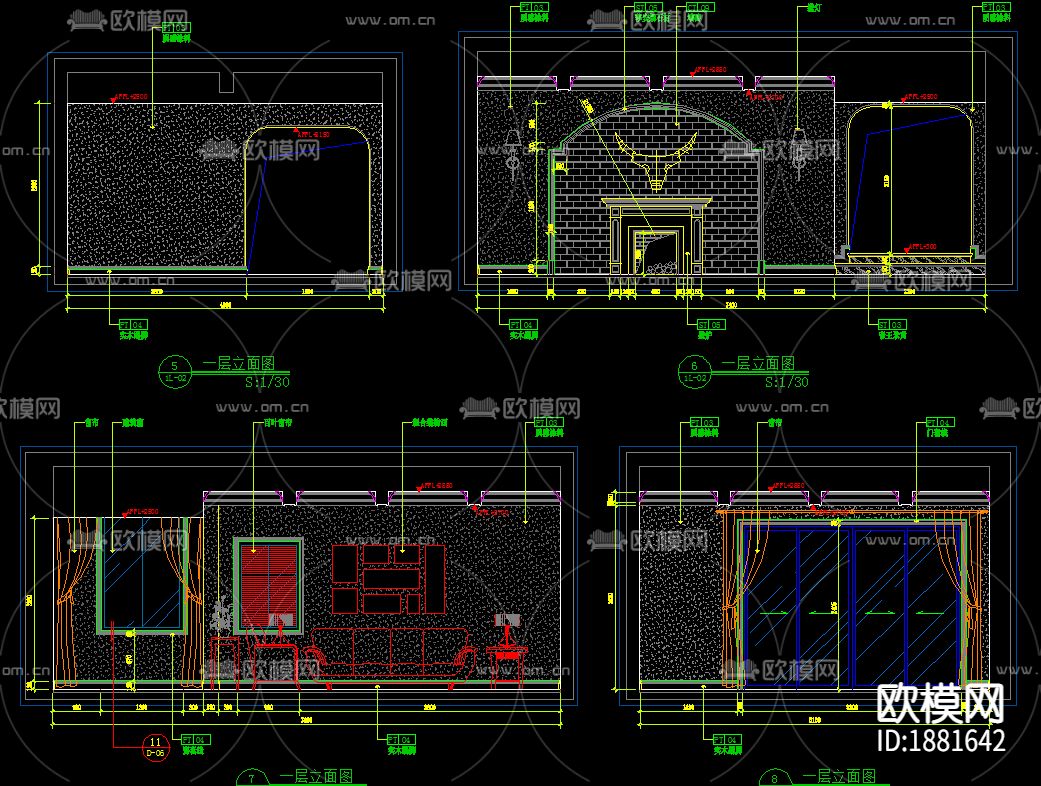 别墅cad平面布置图下载（渲染图4）