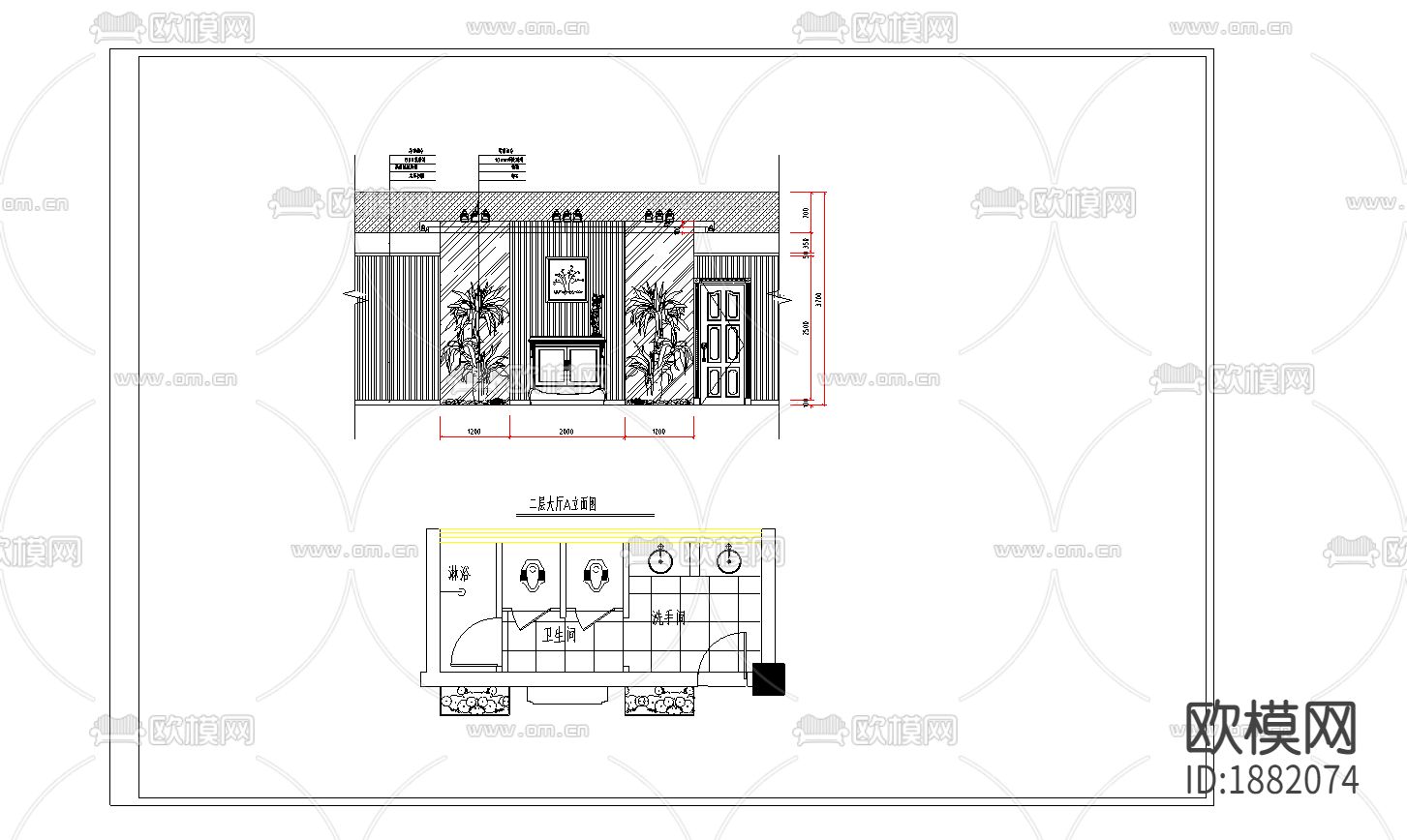 别墅cad平面布置图下载（渲染图3）