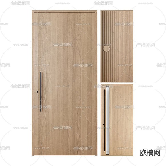 现代实木房门单开门3d模型下载