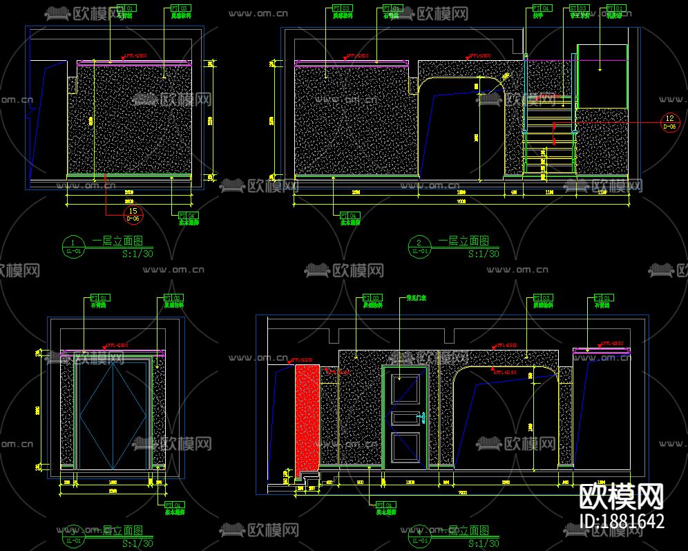 别墅cad平面布置图下载（渲染图2）