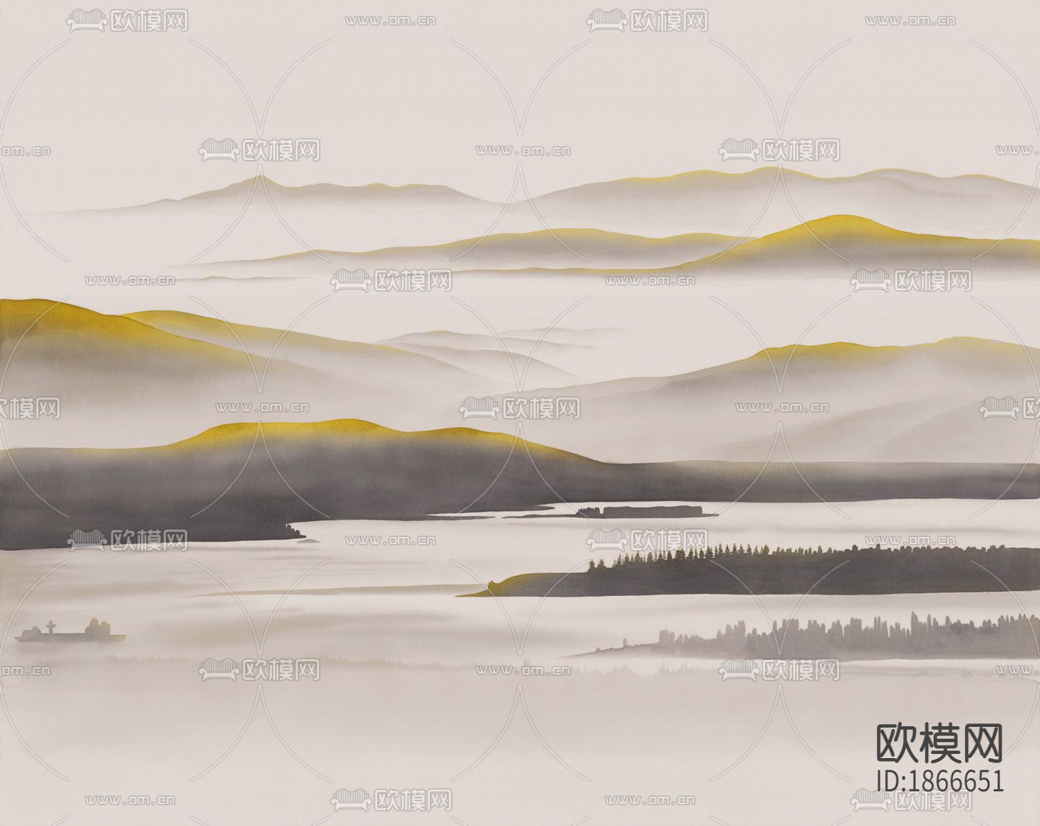 新中式写意金山壁纸下载