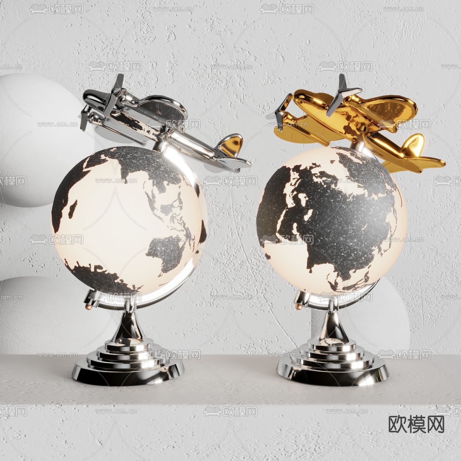 现代地球仪台灯3d模型下载