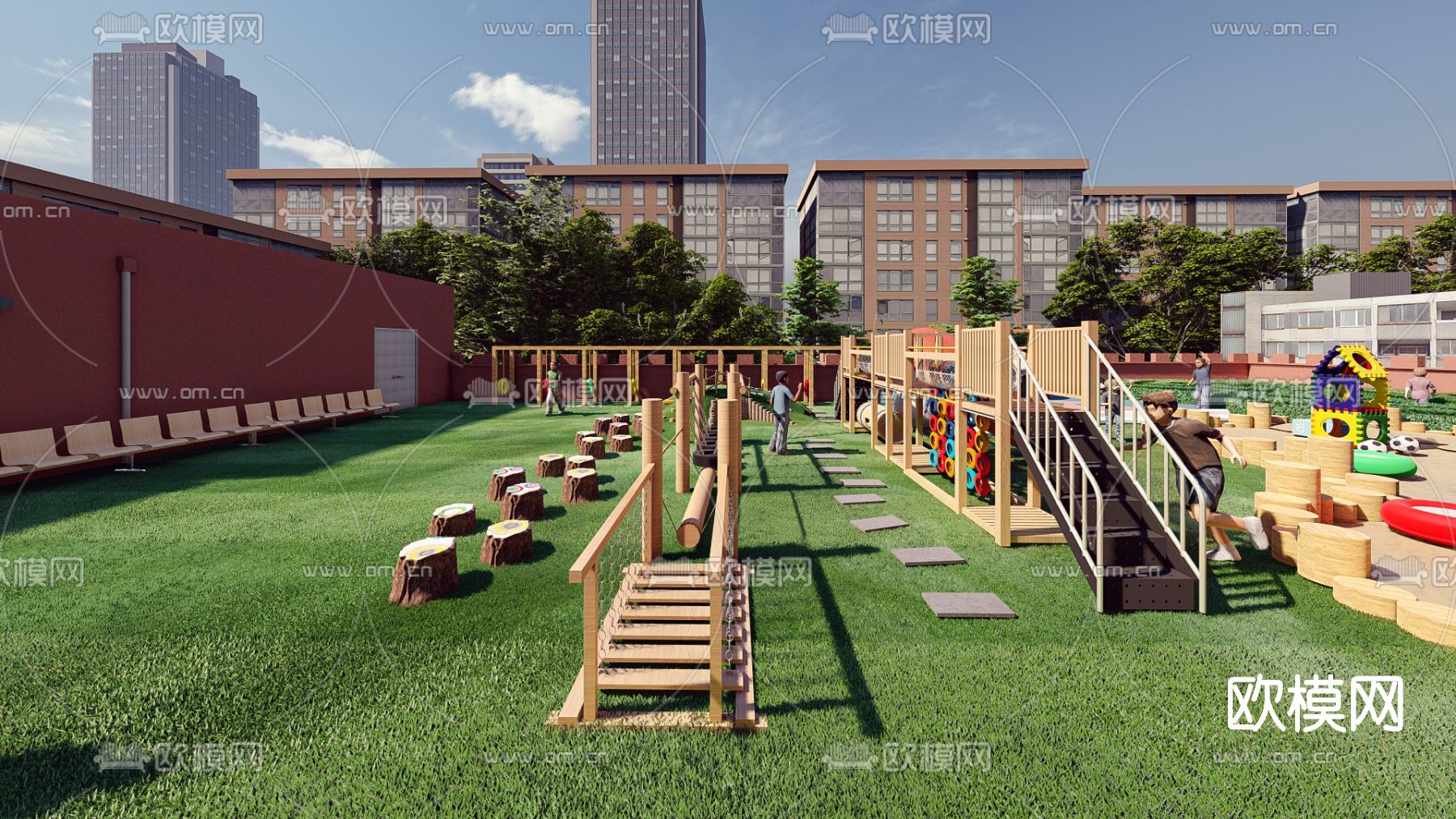现代屋顶幼儿园活动区su模型下载（渲染图4）