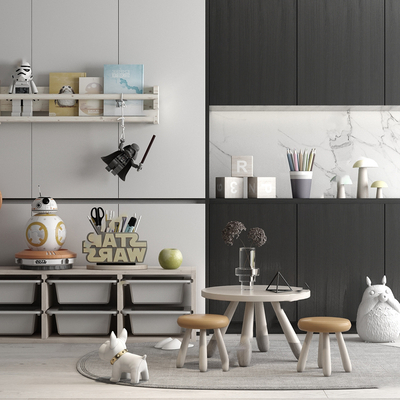  现代儿童收纳柜su模型 