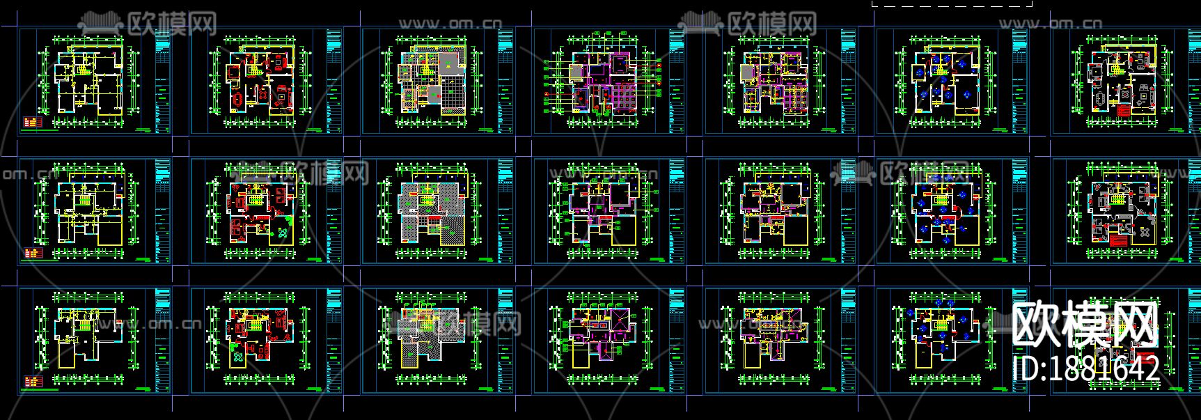别墅cad平面布置图下载（渲染图1）