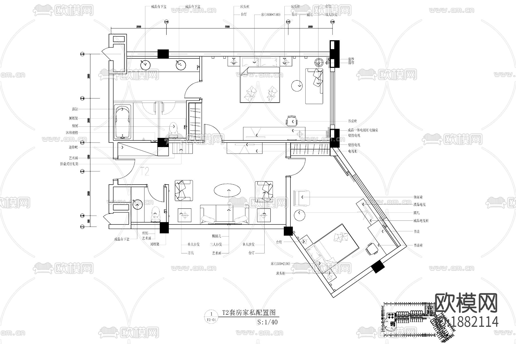 酒店cad施工图下载（渲染图3）