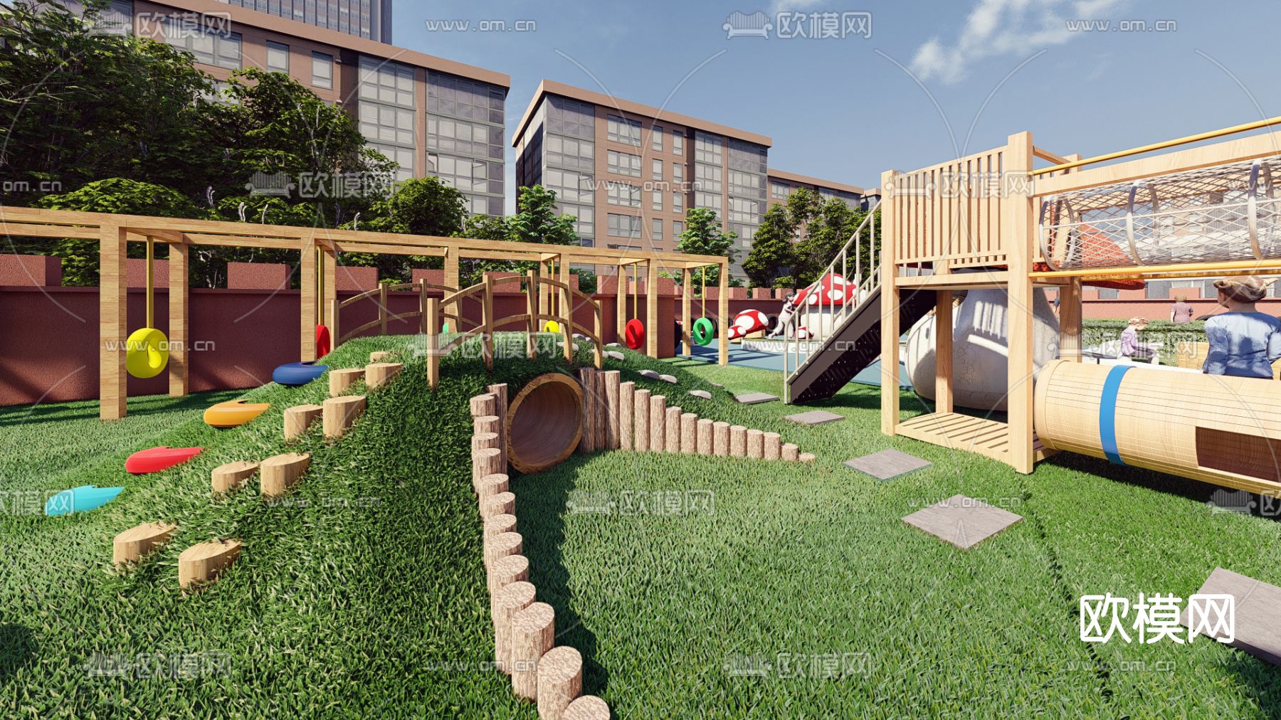 现代屋顶幼儿园活动区su模型下载（渲染图5）