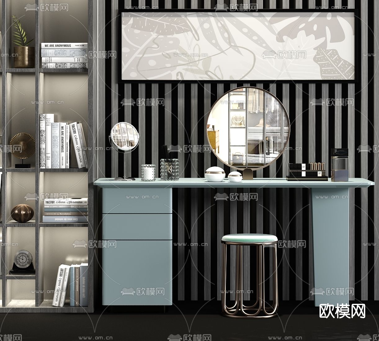 现代轻奢梳妆台su模型下载