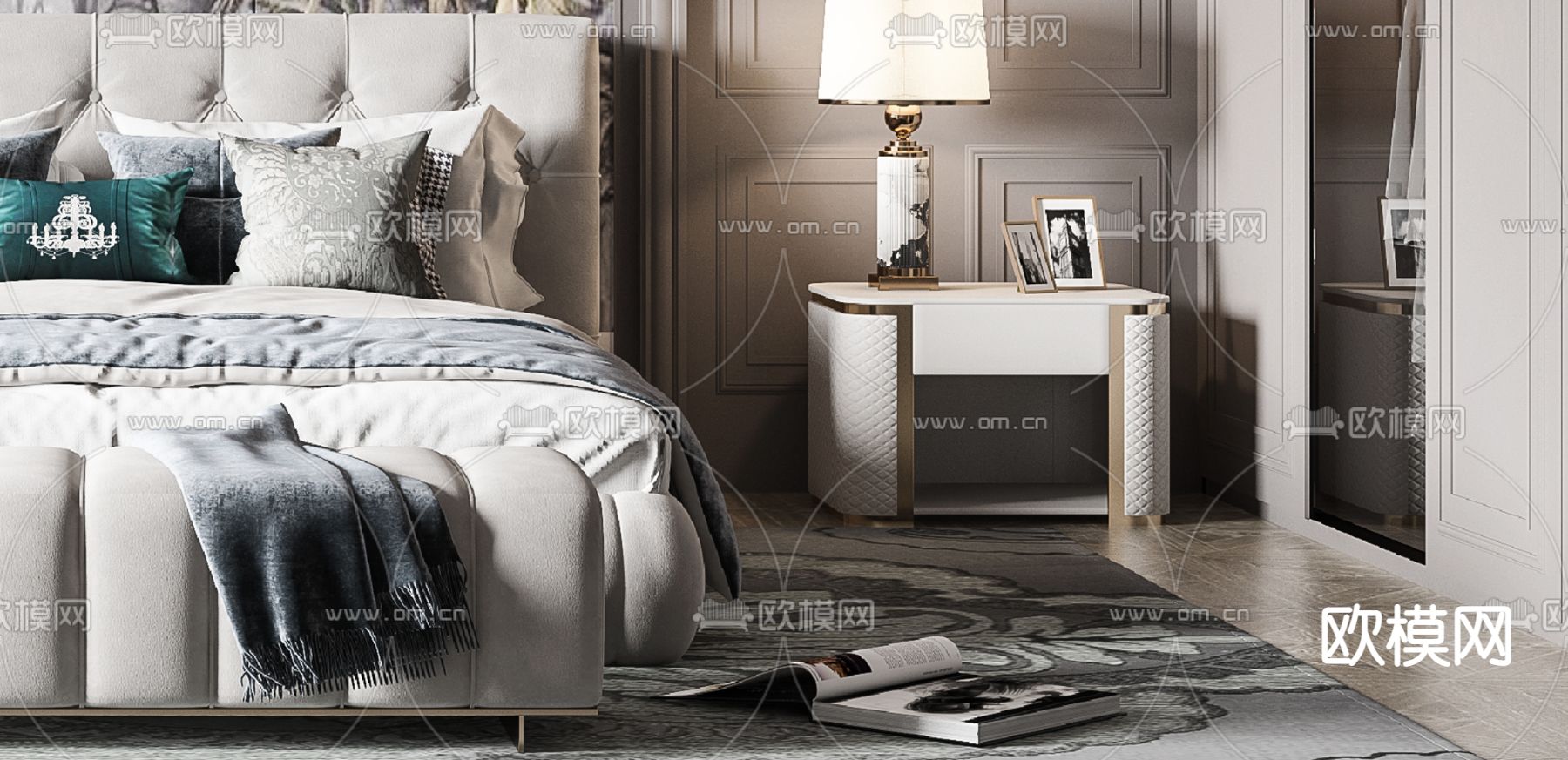 美式卧室主人房3d模型下载（渲染图4）