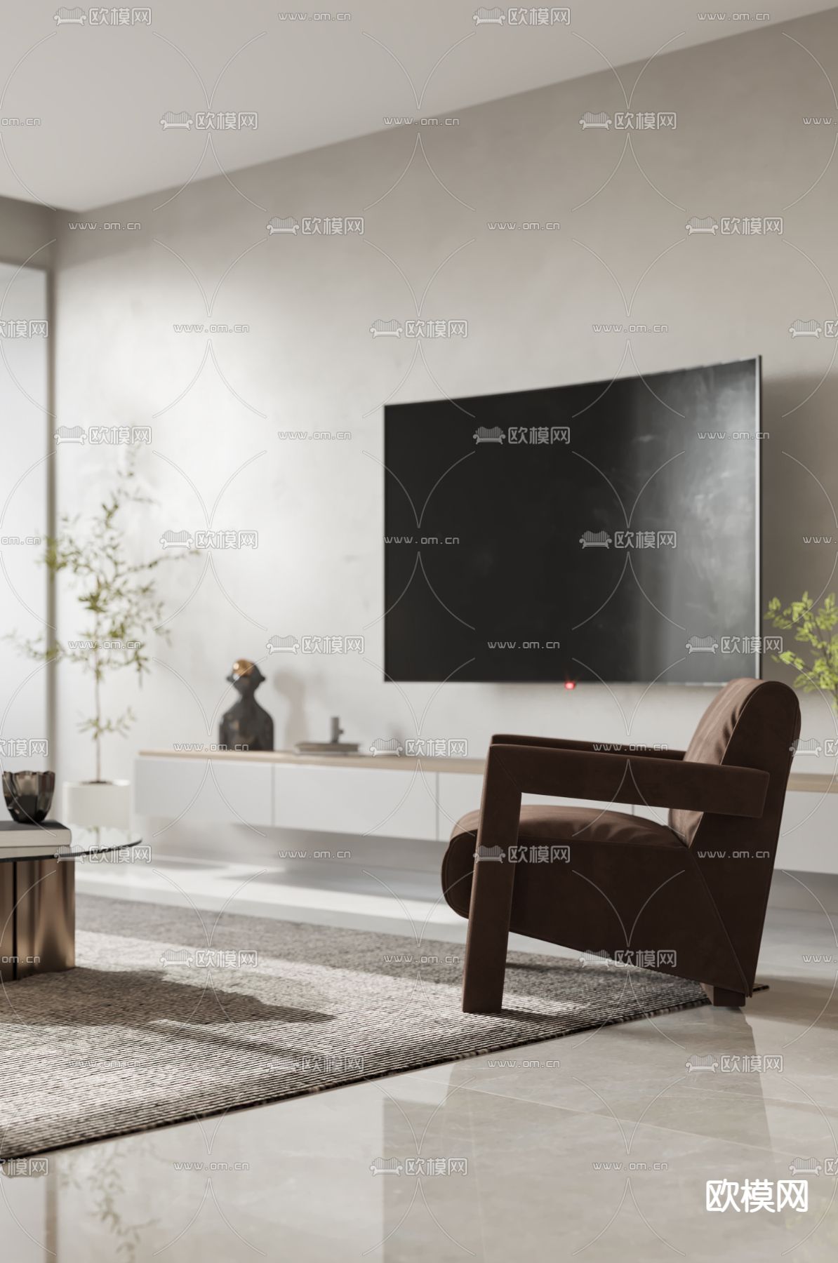 现代简约客厅餐厅3d模型