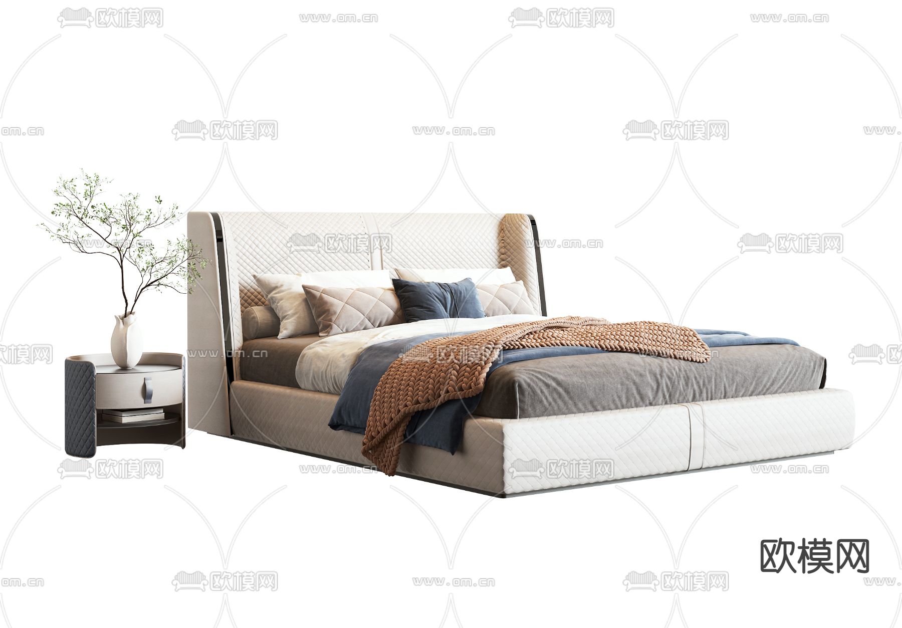 BENTLEY 现代皮革双人床3d模型下载