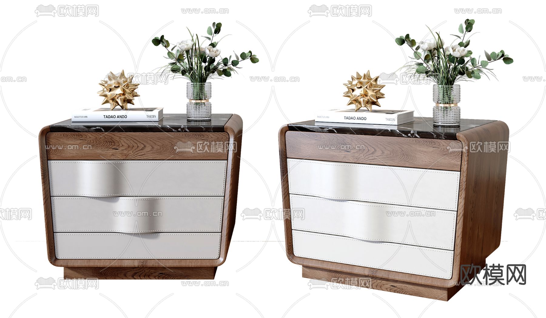 现代方形床头柜3d模型下载