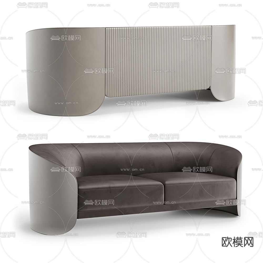 现代皮革双人沙发3d模型