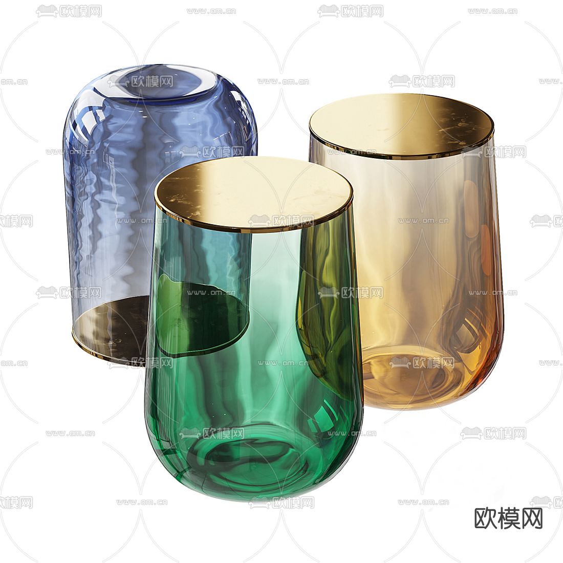 现代玻璃圆几边几3d模型