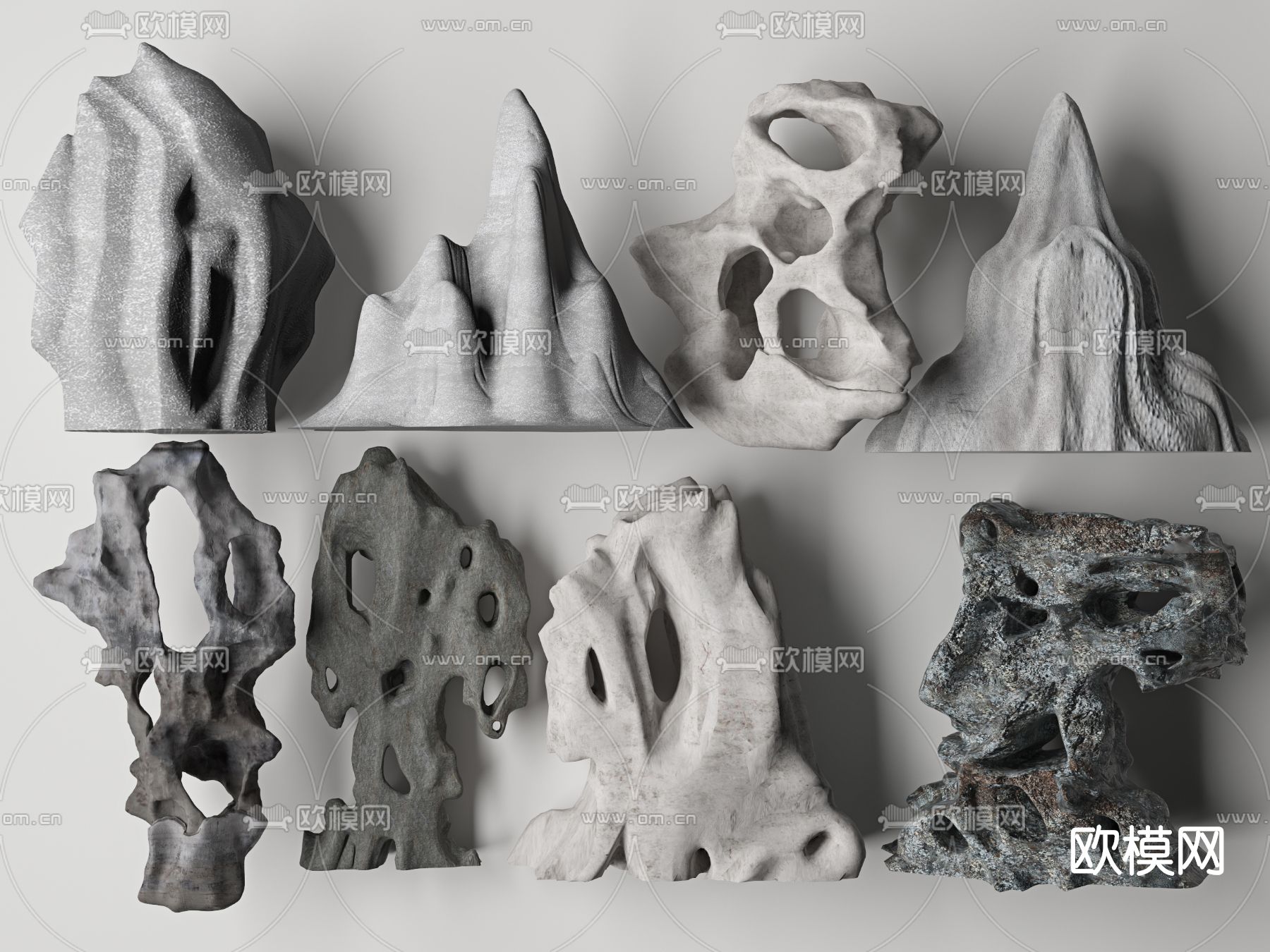 自然风假山石头3d模型下载