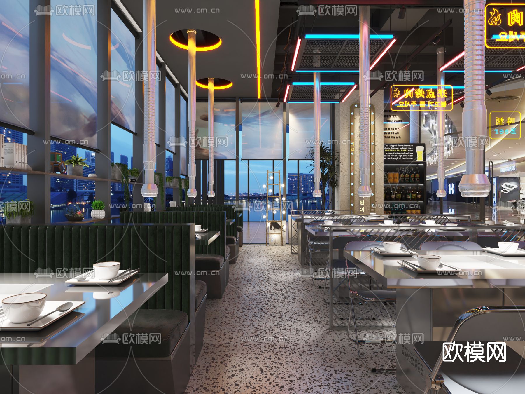 韩式烤肉店3d模型下载（渲染图4）