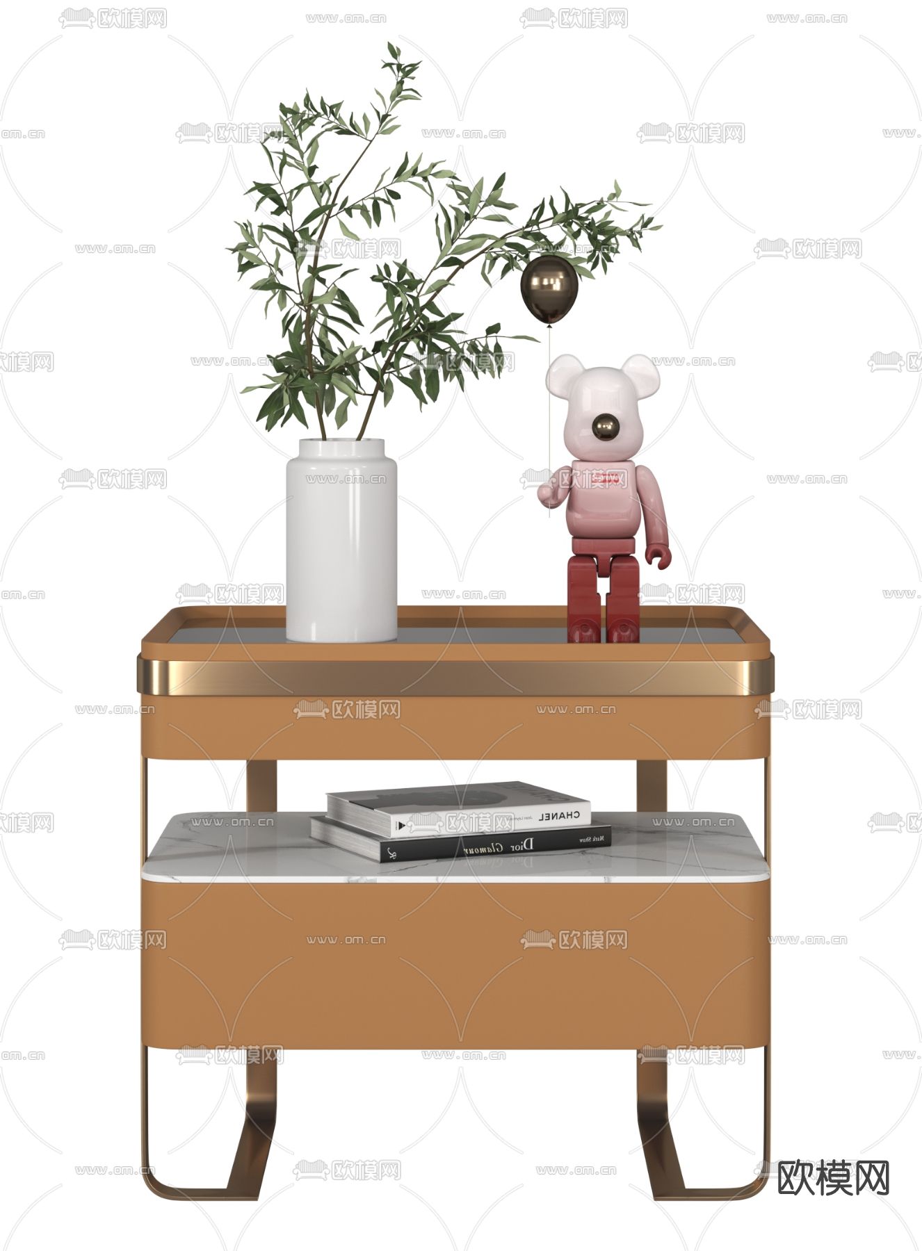 现代轻奢床头柜3d模型下载（渲染图3）