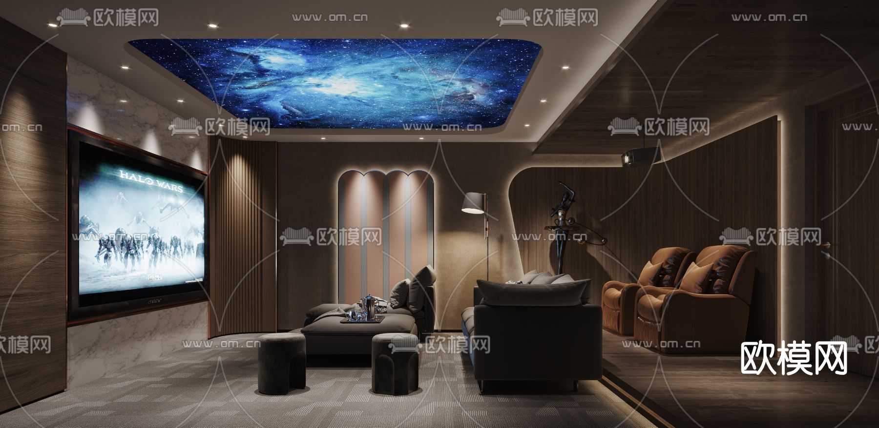 现代地下影音室视听室3d模型下载_ID11735234_3dmax免费模型-欧模网