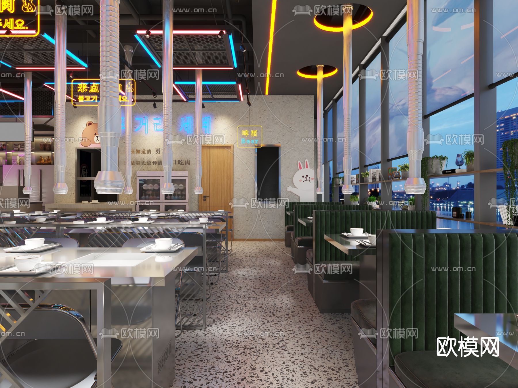 韩式烤肉店3d模型下载（渲染图3）