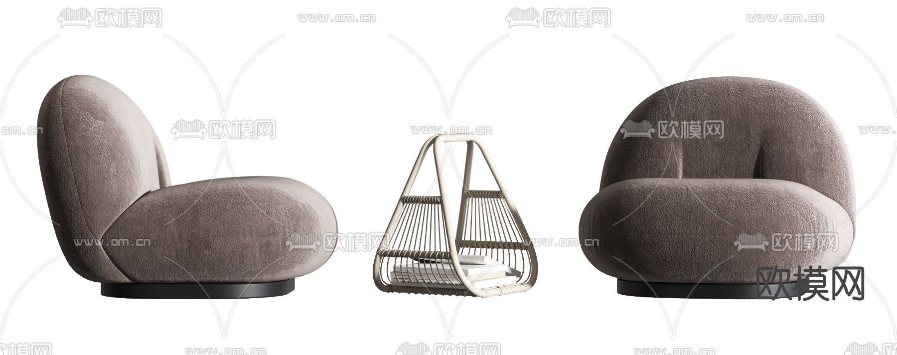 现代布艺单人沙发3d模型