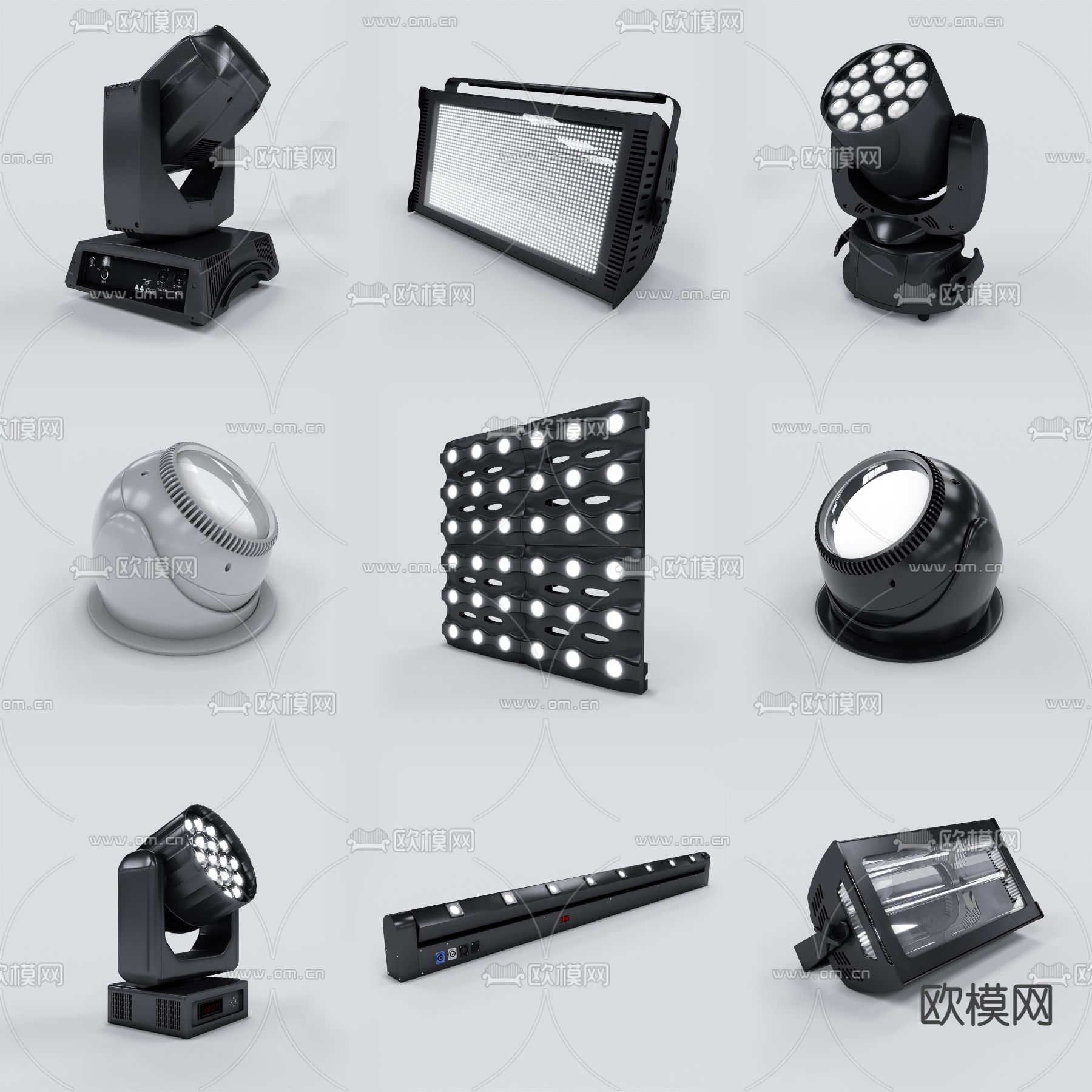 现代激光射灯舞台灯3d模型下载